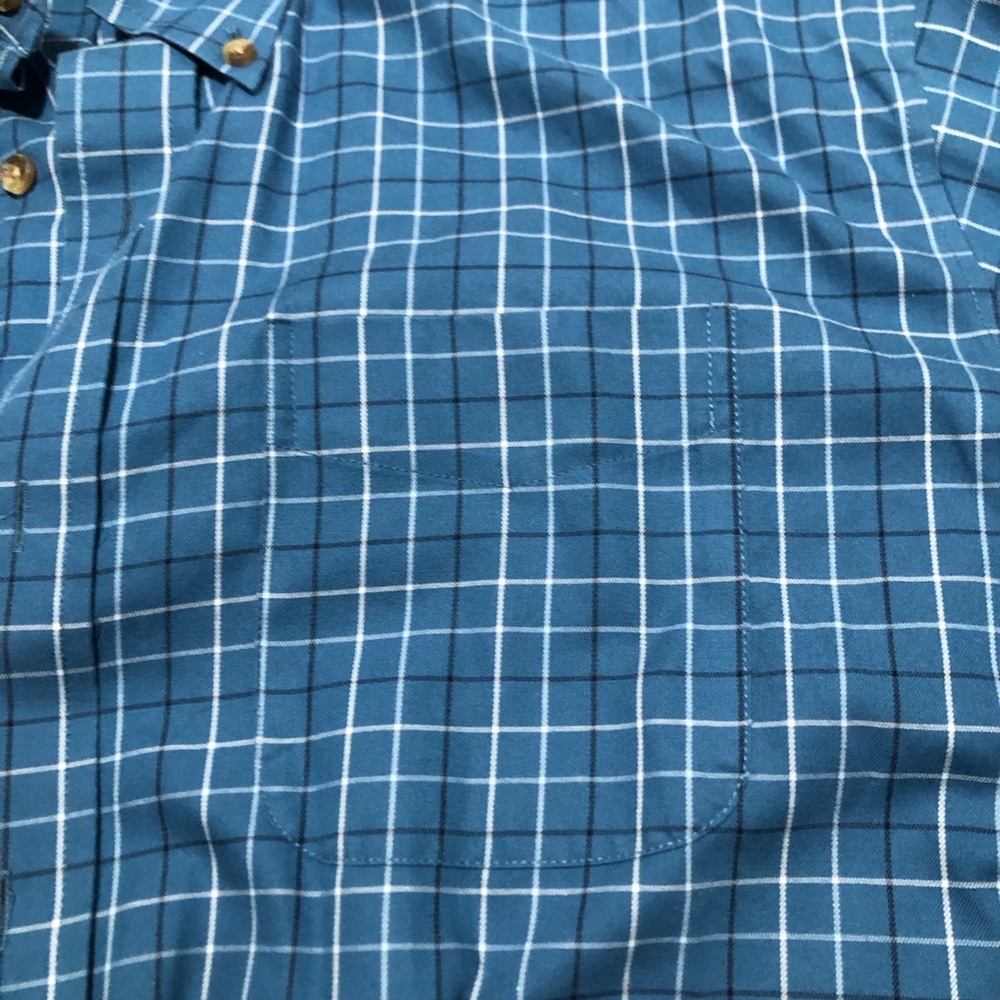 L.L. Bean Wrinkle Free Traditional Fit Short Sleeve Button Down Shirt Blue Plaid - Picture 2 of 9